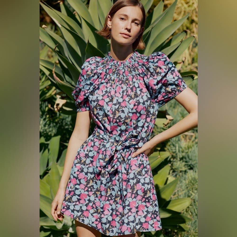 Roller Rabbit Floral Midi Dress - Pink and Blue